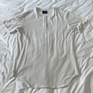 Cuts white henley short sleeve T-shirt